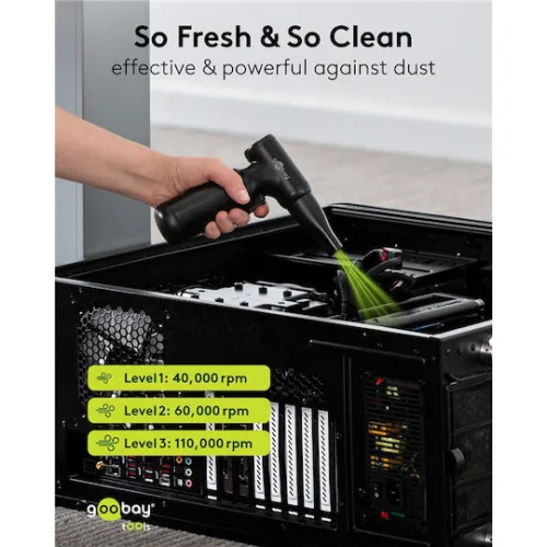 GOOBAY ηλεκτρικό air duster 77830, 100W, 6000mAh, μαύρο