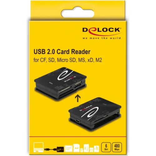 DELOCK card reader 91007 για Micro SD/SD/CF/MS/xD/M2, μαύρο