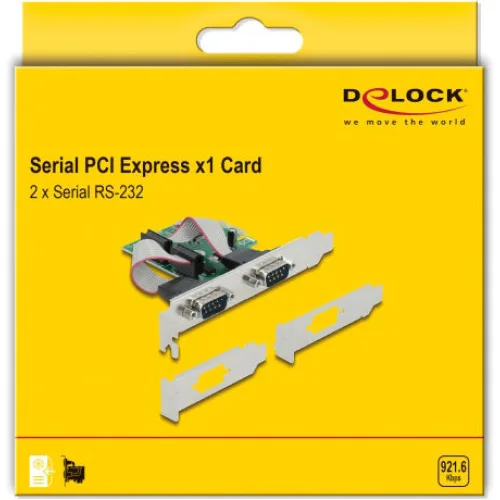 DELOCK κάρτα επέκτασης PCIe σε 2x RS-232 90007, 921.6Kbps