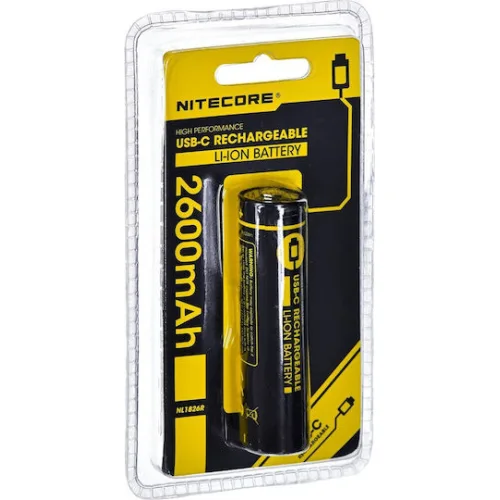 NITECORE επαναφορτιζόμενη μπαταρία τύπου 18650 NL1826R, 2600mAh, USB-C