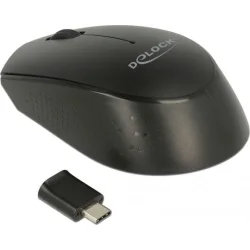 DELOCK ασύρματο ποντίκι 12526, Οπτικό, USB-C receiver, 3-button, μαύρο