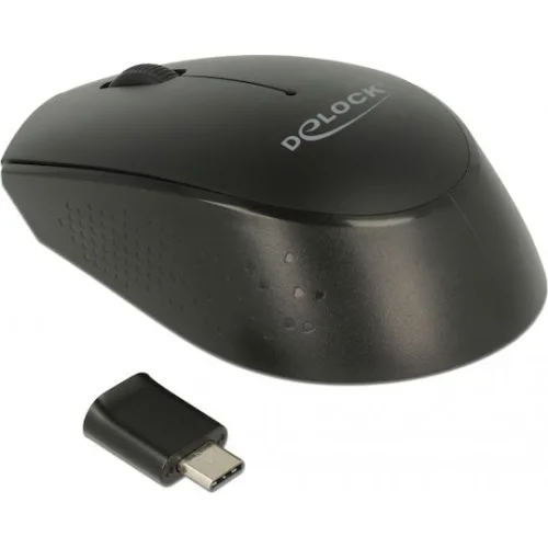 DELOCK ασύρματο ποντίκι 12526, Οπτικό, USB-C receiver, 3-button, μαύρο