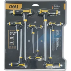 DELI σετ κλειδιά Allen DL233108, τύπου Ταφ, 2-10mm, Cr-V, 8τμχ