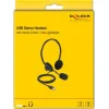DELOCK headphones με μικρόφωνο 27178, stereo, USB, volume control, μαύρα