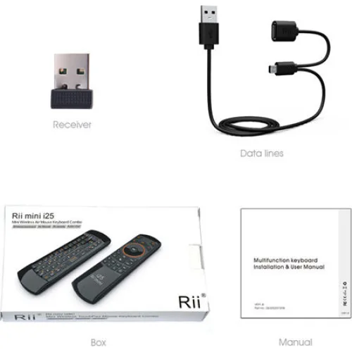 RIITEK τηλεχειριστήριο Mini i25 με πληκτρολόγιο & air mouse, 2.4GHz