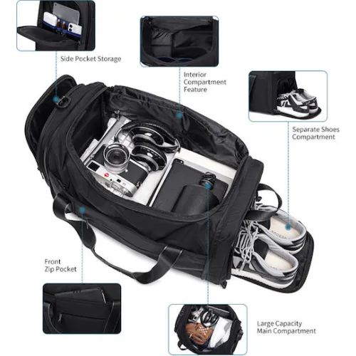 ARCTIC HUNTER τσάντα ταξιδίου LX00021, πτυσσόμενη, 30L, μαύρη