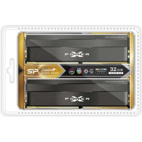 SILICON POWER μνήμη DDR4 UDIMM XPOWER Zenith 2x 16GB, RGB, 3200MHz, CL16