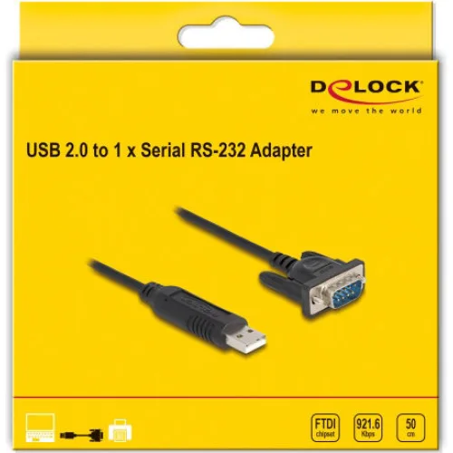 DeLock Μετατροπέας USB-A male σε Serial male 1τμχ 66461