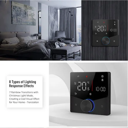 Smart θερμοστάτης πετρελαίου BHT-009GBLW, WiFi, χωνευτός, μαύρος