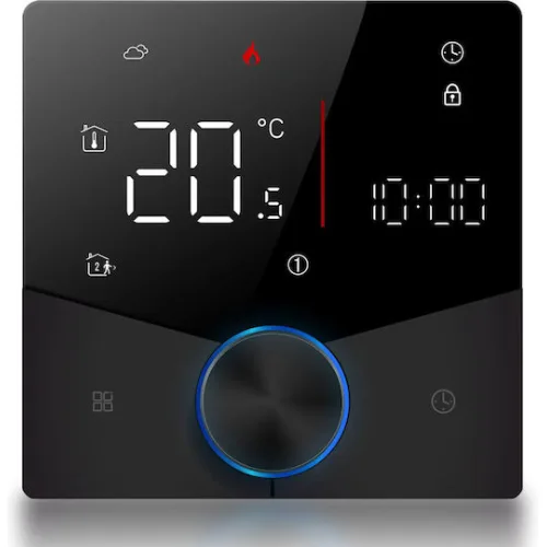 Smart θερμοστάτης πετρελαίου BHT-009GBLW, WiFi, χωνευτός, μαύρος