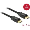 DELOCK καλώδιο DisplayPort 1.2 83807, 4K/60Hz, 21.6 Gbps, 3m, μαύρο