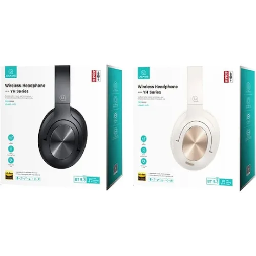USAMS headphones YH21, ασύρματα & ενσύρματα, Φ40mm, 500mAh, μαύρα