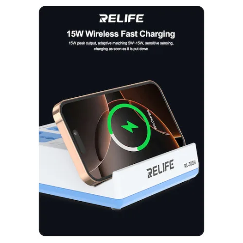 RELIFE σταθμός φόρτισης RL-309H, USB/3x USB-C/3x DC/wireless, 72W, λευκός