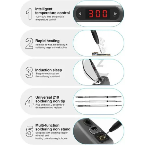 SUNSHINE σταθμός κόλλησης 210 Pro με κολλητήρι, 110W, 100~450 °C