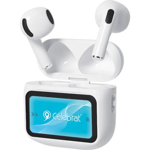 CELEBRAT earphones με θήκη φόρτισης W76, True Wireless, 13mm, 25/300mAh, λευκά