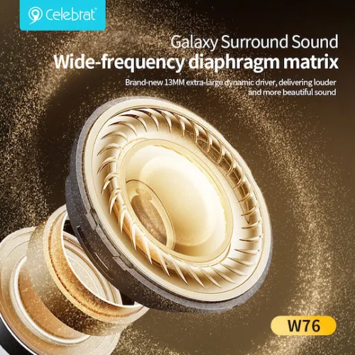 CELEBRAT earphones με θήκη φόρτισης W76, True Wireless, 13mm, 25/300mAh, λευκά