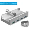 ORICO USB hub MH4PU-P με σφιγκτήρα, 4x θυρών, 5Gbps, USB σύνδεση, ασημί