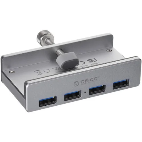 ORICO USB hub MH4PU-P με σφιγκτήρα, 4x θυρών, 5Gbps, USB σύνδεση, ασημί