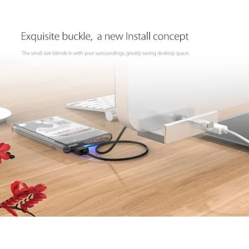 ORICO USB hub MH4PU-P με σφιγκτήρα, 4x θυρών, 5Gbps, USB σύνδεση, ασημί