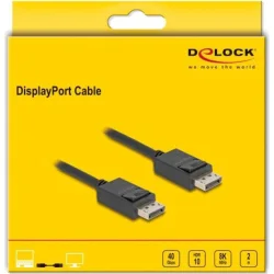 DELOCK καλώδιο DisplayPort 2.1 80493 8K/60Hz 4K/120Hz 40 Gbps, 2m, μαύρο