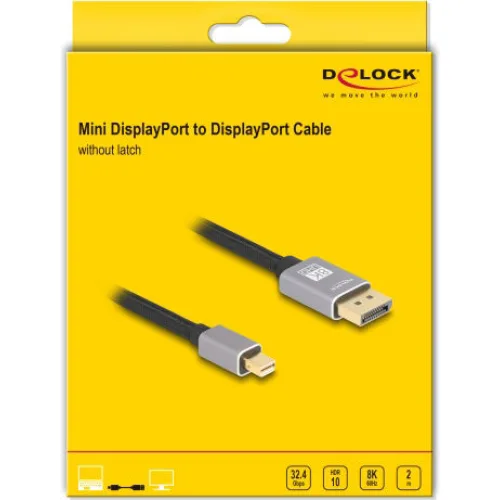 DELOCK καλώδιο mini DisplayPort σε DisplayPort 81092, 8K/60Hz, 32.4 Gbps, 2m, μαύρο