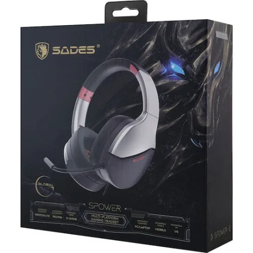 SADES gaming headset SPOWER, 3.5mm σύνδεση, 40mm, multi-platform, ασημί