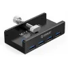 ORICO USB hub MH4PU-P με σφιγκτήρα, 4x θυρών, 5Gbps, USB σύνδεση, μαύρο