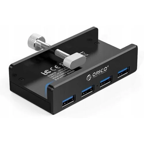 ORICO USB hub MH4PU-P με σφιγκτήρα, 4x θυρών, 5Gbps, USB σύνδεση, μαύρο