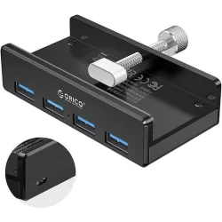 ORICO USB hub MH4PU-P με σφιγκτήρα, 4x θυρών, 5Gbps, USB σύνδεση, μαύρο