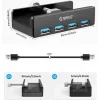 ORICO USB hub MH4PU-P με σφιγκτήρα, 4x θυρών, 5Gbps, USB σύνδεση, μαύρο