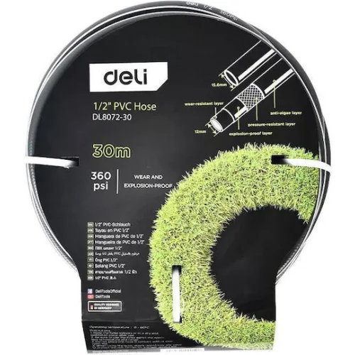 DELI λάστιχο ποτίσματος DL8072-30, 360psi, 1/2