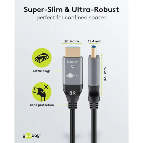GOOBAY καλώδιο HDMI 2.1 76277 με Ethernet, AOC, 8K/60Hz, 48 Gbps, 40m, μαύρο