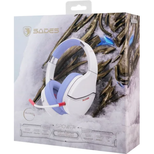 SADES gaming headset SPOWER, 3.5mm σύνδεση, 40mm, multi-platform, λευκό