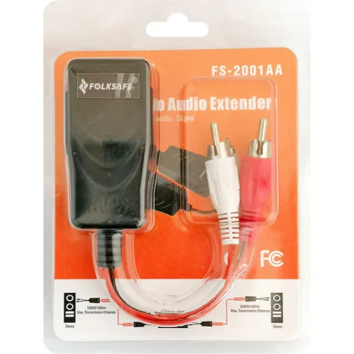 FOLKSAFE audio extender FS-2001AA μέσω καλωδίου RJ45, RCA σε RCA, έως 1000m