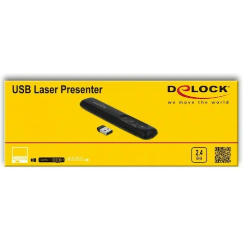 DELOCK Τηλεχειριστήριο παρουσιάσεων 64092 με laser, ασύρματο, έως 30m