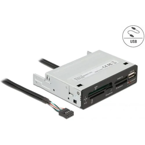 DELOCK USB 9-pin card reader 91708, CF/SD/XD/MS/Micro SD/USB, 3.5