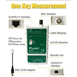 PROSKIT tester καλωδίων δικτύου MT-7031 για RJ45/11/12/22 & BNC