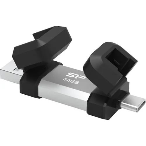 SILICON POWER USB Flash Drive C51, USB/USB-C, 64GB, 120MBps, ασημί