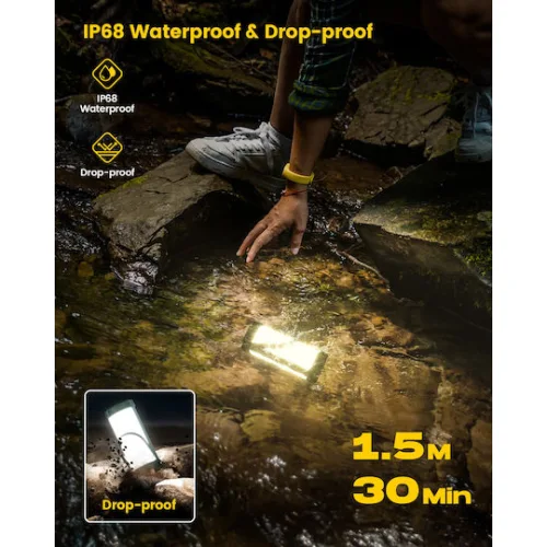 GLOCUSENT LED φανάρι GLCSNTCL001G, επαναφορτιζόμενο, έως 1200lm, IP68, πράσινο