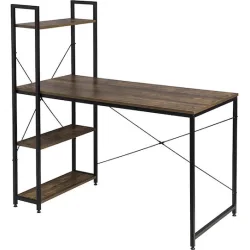 HOME USE γραφείο HUH-0249 με ραφιέρα, 120x60x122cm, καφέ/μαύρο