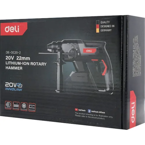 Deli Κρουστικό Σκαπτικό Πιστολέτο Μπαταρίας Brushless 20V Solo με Υποδοχή SDS Plus DE-DC20-2