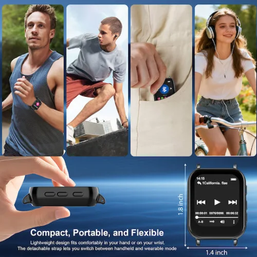 RUIZU MP3 player M8, 1.54", 32GB, Bluetooth, ελληνικό μενού, μαύρο M8-32GB