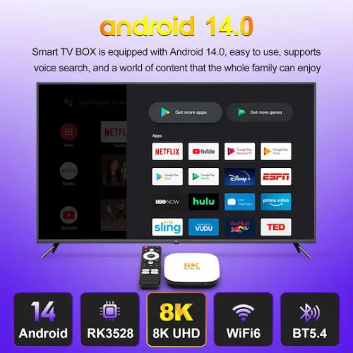 H96 Max TV Box M2 Plus 8K UHD με WiFi USB 2.0 4GB RAM και 32GB Αποθηκευτικό Χώρο με Λειτουργικό Android 14.0 και Google Assistant