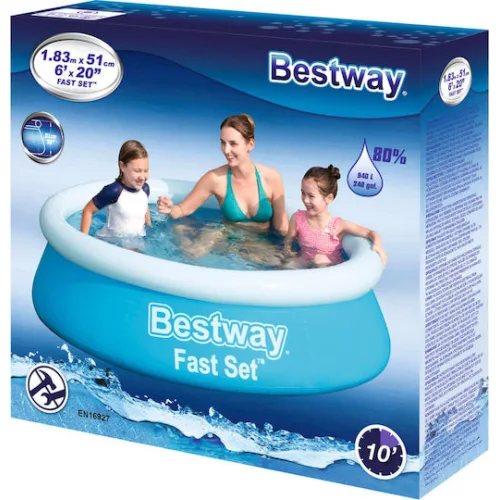 Bestway Παιδική Στρογγυλή Πισίνα PVC 940lt Φουσκωτή 183x51εκ. Γαλάζια