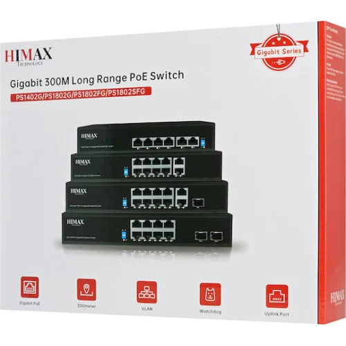 Himax PS1802G Managed PoE Switch με 10 Θύρες Gigabit (1Gbps) Ethernet