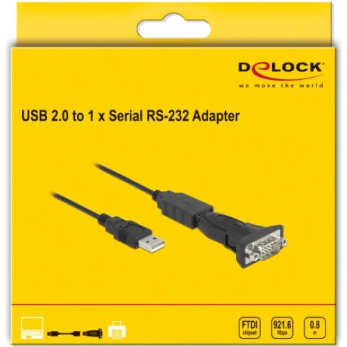 DeLock Καλώδιο USB-A σε RS232 9-pin male 0.8m