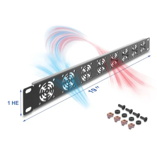 Delock Κάλυμμα 8x 40mm Ανεμιστήρες 67414 Rack 19"/1u Μεταλλικό Μαύρο