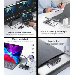 ORICO docking station DM-5P, 5 θυρών, USB-C σύνδεση, 100W PD, 4K, μαύρο