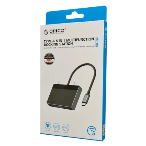 Orico USB-C Docking Station με HDMI 4K PD Μαύρο (DM-5P-BK-BP)