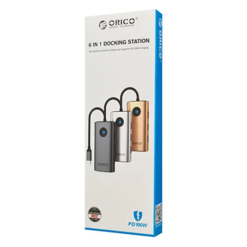 Orico USB-C Docking Station με HDMI 4K PD και σύνδεση 2 Οθονών Γκρι (PW11-6PR-GY-EP)